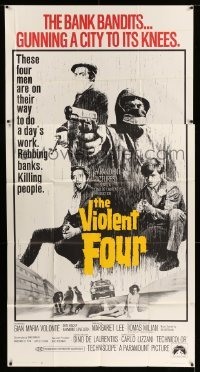 4f960 VIOLENT FOUR 3sh '68 Gian Maria Volonte, the bank bandits gunning a city to its knees!