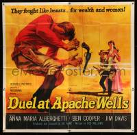 4f288 DUEL AT APACHE WELLS 6sh '57 they fought like beasts for wealth & women, gun duel art!