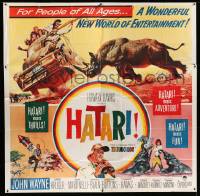 4f296 HATARI 6sh '62 Howard Hawks, artwork of John Wayne w/rhino in Africa by Frank McCarthy!