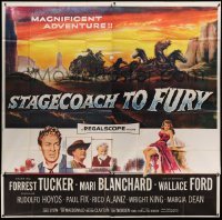 4f321 STAGECOACH TO FURY 6sh '56 Marie Blanchard & Forrest Tucker in magnificent adventure!