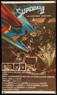 4f360 SUPERMAN II Argentinean 34x57 '81 Oscar art of Chris Reeve & villains over New York City!