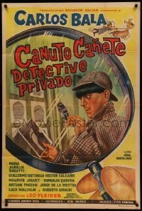4f390 CANUTO CANETE DETECTIVE PRIVADO Argentinean '65 art of detective in huge magnifying glass!