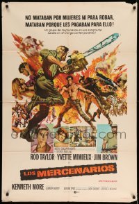 4f401 DARK OF THE SUN Argentinean '68 great artwork of Rod Taylor charging with chainsaw!