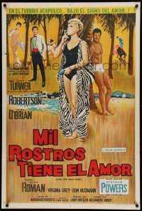 4f475 LOVE HAS MANY FACES Argentinean '65 art of sexy smoking Lana Turner & barechested Hugh O'Brian