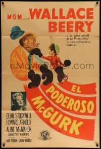 4f485 MIGHTY McGURK Argentinean '46 great boxing art of Dean Stockwell punching Wallace Beery!