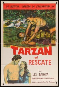 4f532 TARZAN & THE SLAVE GIRL Argentinean R1960 different art of Lex Barker pinning man to ground!