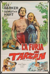 4f535 TARZAN'S SAVAGE FURY Argentinean '52 art of Lex Barker & Dorothy Hart, Edgar Rice Burroughs