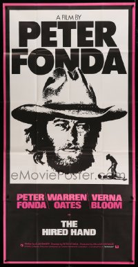 4f744 HIRED HAND English 3sh '71 huge headshot of star & director Peter Fonda in cowboy hat!