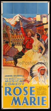 4f874 ROSE MARIE stage play English 3sh '30s stone litho art of the Hammerstein/Harbach play!