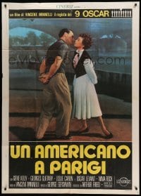 4f069 AMERICAN IN PARIS Italian 1p R70s different image of Gene Kelly about to kiss Leslie Caron!