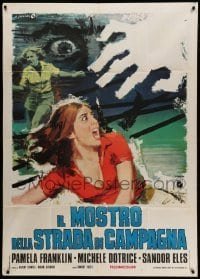 4f070 AND SOON THE DARKNESS Italian 1p '72 different Cesselon art of scared Pamela Franklin!