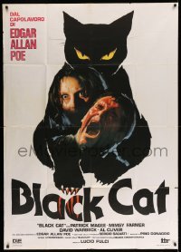 4f084 BLACK CAT Italian 1p '80 Lucio Fulci's Il Gatto Nero, cool feline horror art!