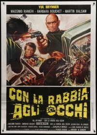 4f111 DEATH RAGE Italian 1p '78 cool art of Yul Brynner shooting big gun, Anger in His Eyes!