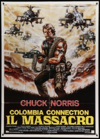 4f115 DELTA FORCE 2 Italian 1p '90 great different Symeoni art of Chuck Norris & helicopters!