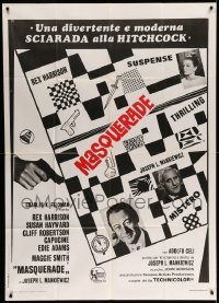 4f159 HONEY POT Italian 1p '67 different image of Rex Harrison, Capucine & Adolfo Celi, Masquerade!