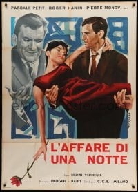 4f171 IT HAPPENED ALL NIGHT Italian 1p '60 Henri Verneuil's L'Affaire d'une nuit, art by Donelli!
