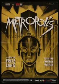 4f196 METROPOLIS Italian 1p R10 Fritz Lang, classic robot art from the first German release!