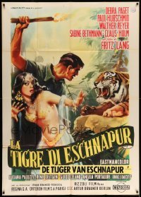 4f250 TIGER OF ESCHNAPUR Italian 1p R1961 Fritz Lang, art of sexy Debra Paget by Martinati!