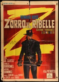 4f272 ZORRO THE REBEL Italian 1p '66 Zorro il ribelle, art of the masked hero by Renato Casaro!