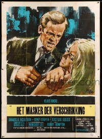 4f017 DOUBLE FACE Italian 2p '69 different art of Klaus Kinski threatening woman by Symeoni!