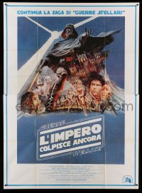 4f019 EMPIRE STRIKES BACK Italian 2p '80 George Lucas sci-fi classic, cool artwork by Tom Jung!