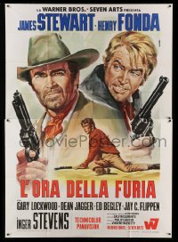 4f023 FIRECREEK Italian 2p '68 different Renato Casaro art of James Stewart & Henry Fonda!