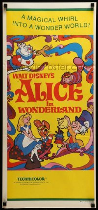 4g367 ALICE IN WONDERLAND Aust daybill R74 Walt Disney Lewis Carroll classic, psychedelic art!