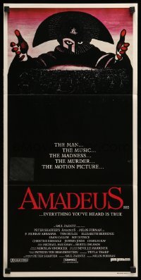 4g369 AMADEUS Aust daybill '84 Milos Foreman, Mozart biography, winner of 8 Academy Awards!