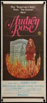 4g372 AUDREY ROSE Aust daybill '77 Susan Swift, Anthony Hopkins, haunting vision of reincarnation!