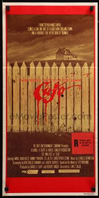 4g392 CUJO Aust daybill '83 Stephen King, artwork of bloody fence & house by Robert Tanenbaum!