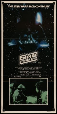 4g403 EMPIRE STRIKES BACK Aust daybill '80 Darth Vader helmet in space + inset image of Yoda & Luke!