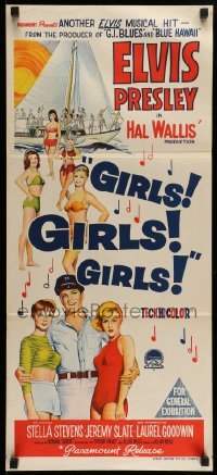 4g423 GIRLS GIRLS GIRLS Aust daybill '62 Elvis Presley, Stella Stevens & boat full of sexy girls!