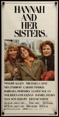 4g434 HANNAH & HER SISTERS Aust daybill '86 Allen directed, Mia Farrow, Weist & Barbara Hershey!