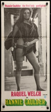 4g435 HANNIE CAULDER Aust daybill teaser '72 image of barely-dressed sexy cowgirl Raquel Welch!