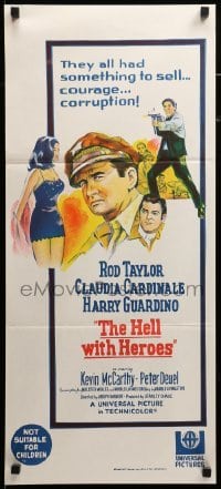 4g437 HELL WITH HEROES Aust daybill '68 Rod Taylor, Claudia Cardinale, they had something to sell!