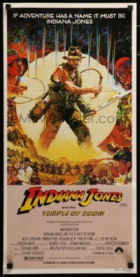 4g445 INDIANA JONES & THE TEMPLE OF DOOM Aust daybill '84 art of Harrison Ford by Mike Vaughan!