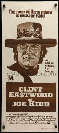 4g454 JOE KIDD Aust daybill '72 John Sturges, if you're looking for trouble, he's Clint Eastwood!