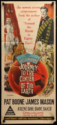 4g455 JOURNEY TO THE CENTER OF THE EARTH Aust daybill '59 Jules Verne, different stone litho!