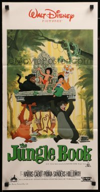 4g459 JUNGLE BOOK Aust daybill R86 Walt Disney cartoon classic, great image of Mowgli & friends!