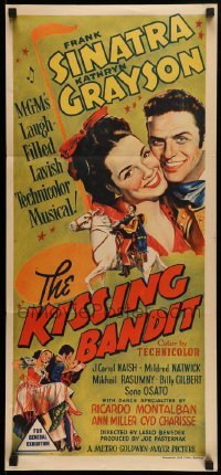 4g465 KISSING BANDIT Aust daybill '48 wonderful art of Frank Sinatra & Kathryn Grayson!