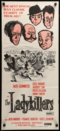4g466 LADYKILLERS Aust daybill R72 cool art of guiding genius Alec Guinness, gangsters!