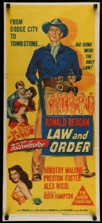4g467 LAW & ORDER Aust daybill '53 Ronald Reagan, Dorothy Malone, from Dodge City to Tombstone!
