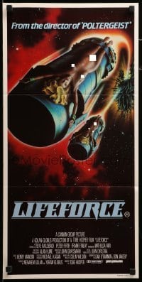 4g469 LIFEFORCE Aust daybill '85 Tobe Hooper directed, sexy space vampires, cool sci-fi art!