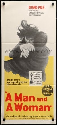 4g475 MAN & A WOMAN Aust daybill '68 Claude Lelouch's Un homme et une femme, Anouk Aimee!