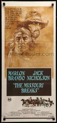 4g478 MISSOURI BREAKS Aust daybill '76 art of Marlon Brando & Jack Nicholson by Bob Peak!