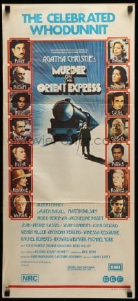 4g483 MURDER ON THE ORIENT EXPRESS Aust daybill '75 Agatha Christie, different train art!