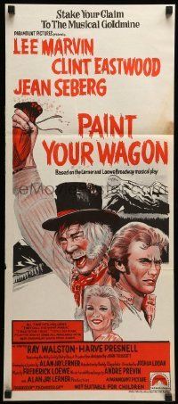 4g493 PAINT YOUR WAGON Aust daybill R70s art of Clint Eastwood, Lee Marvin & pretty Jean Seberg!