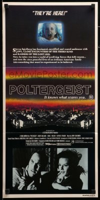 4g506 POLTERGEIST Aust daybill '82 Tobe Hooper horror classic, they're here, Heather O'Rourke!
