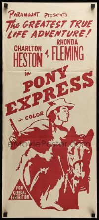 4g508 PONY EXPRESS Aust daybill R50s different art of Charlton Heston on horseback!