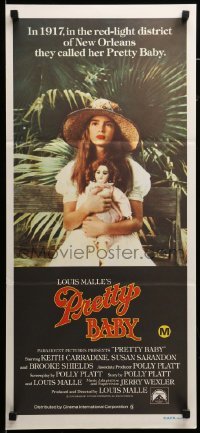 4g510 PRETTY BABY Aust daybill '78 directed by Louis Malle, Brooke Shields sitting with doll!